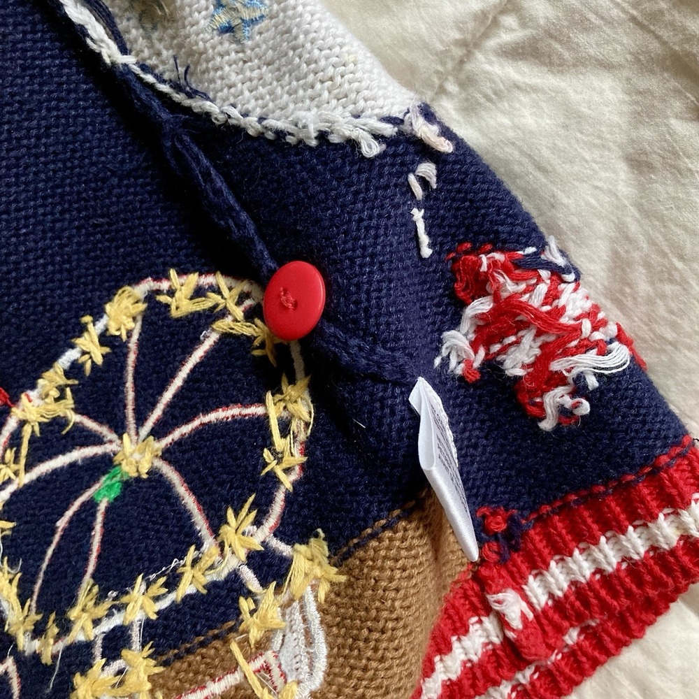 Vtg 1996 Eagles Eye Hand Knit Sweater Vest 3D Americana Marching Band USA Med - Picture 12 of 16